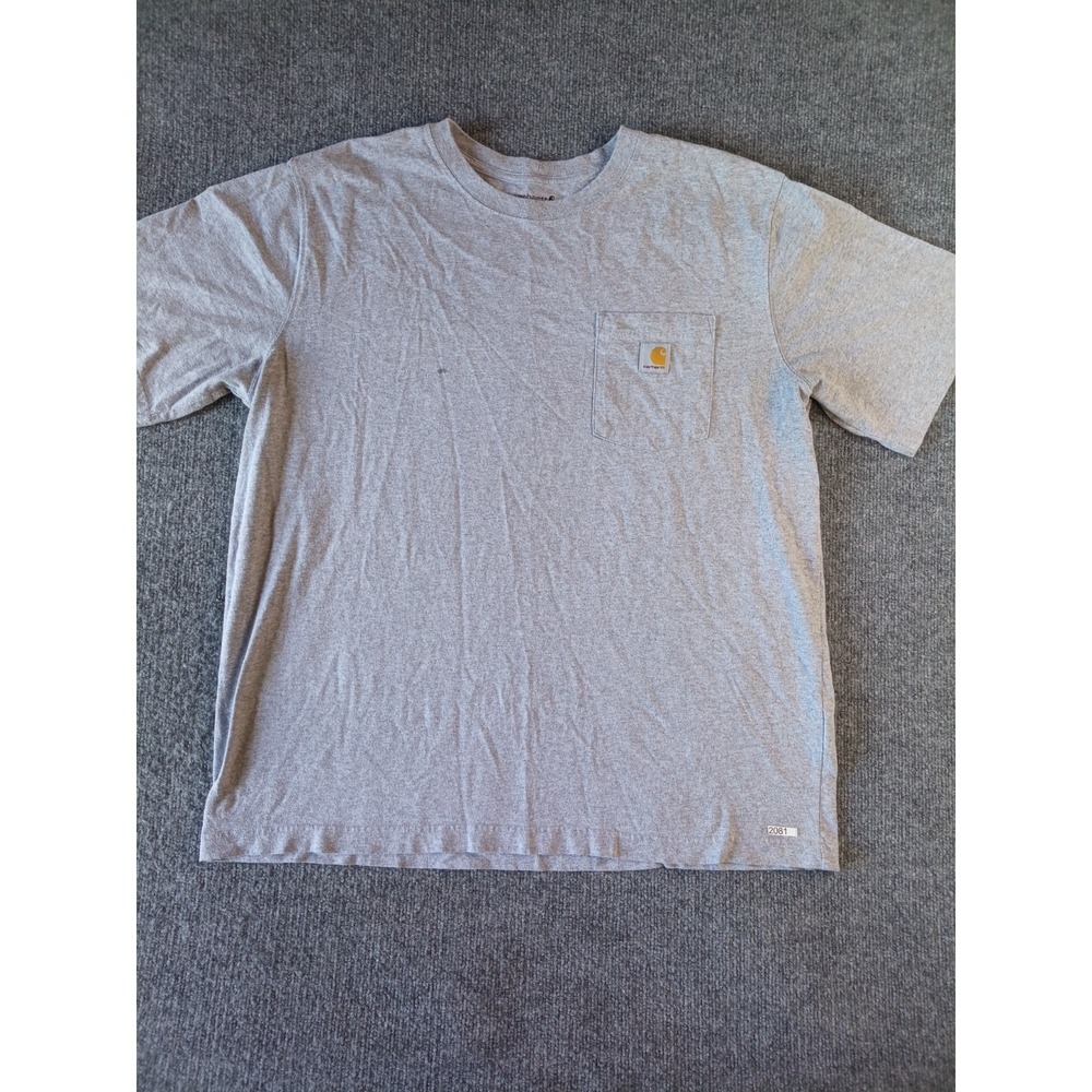 Carhartt Pocket T Shirt Men's XL Gray Short Sleeve Relaxed Fit Workwear (Stain)